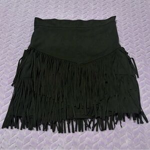 Altar'd State Black Fringe Midi Skirt